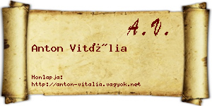 Anton Vitália névjegykártya